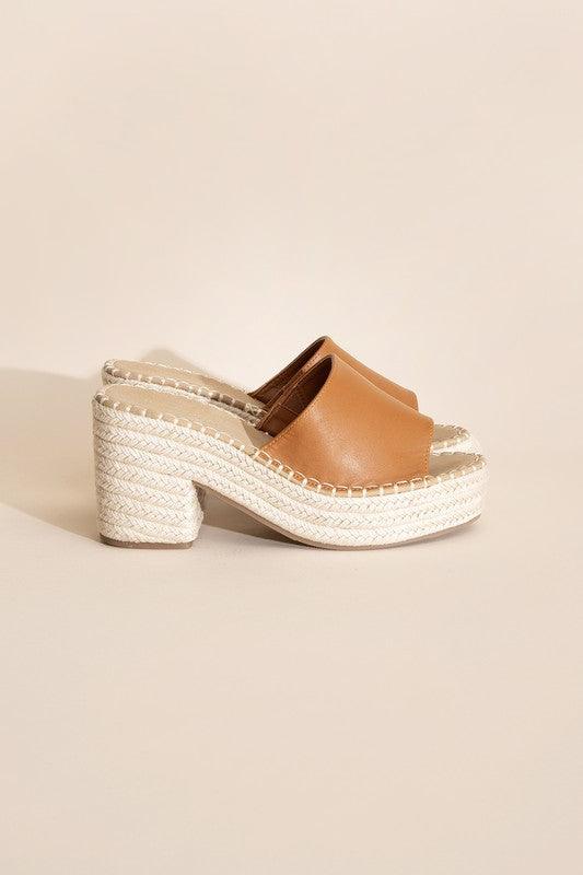 Platform Espadrille Block Heel Mules - Studio 653