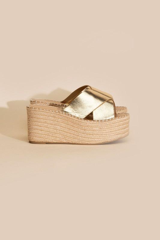 Raffia Platform Slides - Studio 653