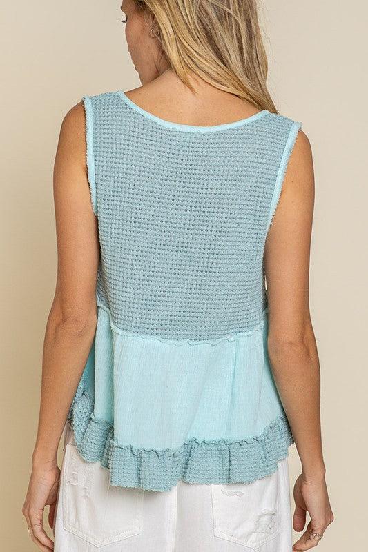 Sleeveless V-neck Mini Babydoll Tank Top - Studio 653