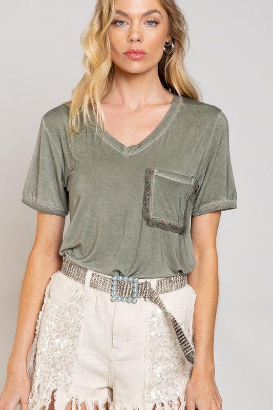 Girly Meets Basic Short Sleeve Top - Studio 653