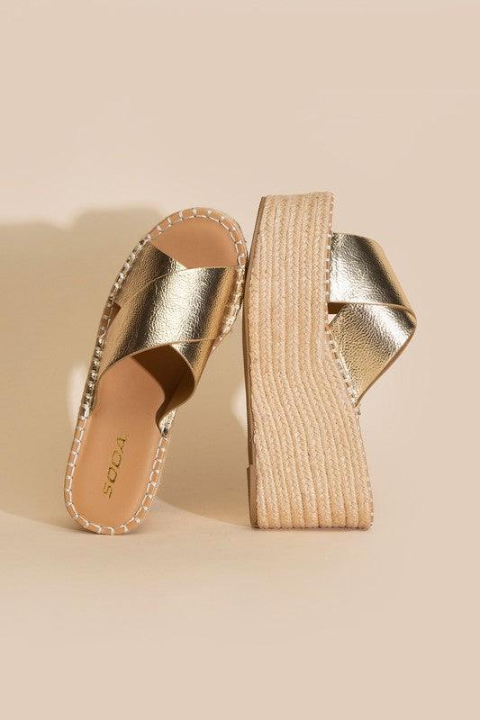 Raffia Platform Slides - Studio 653