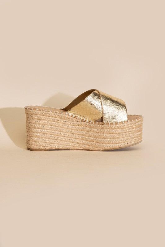 Raffia Platform Slides - Studio 653