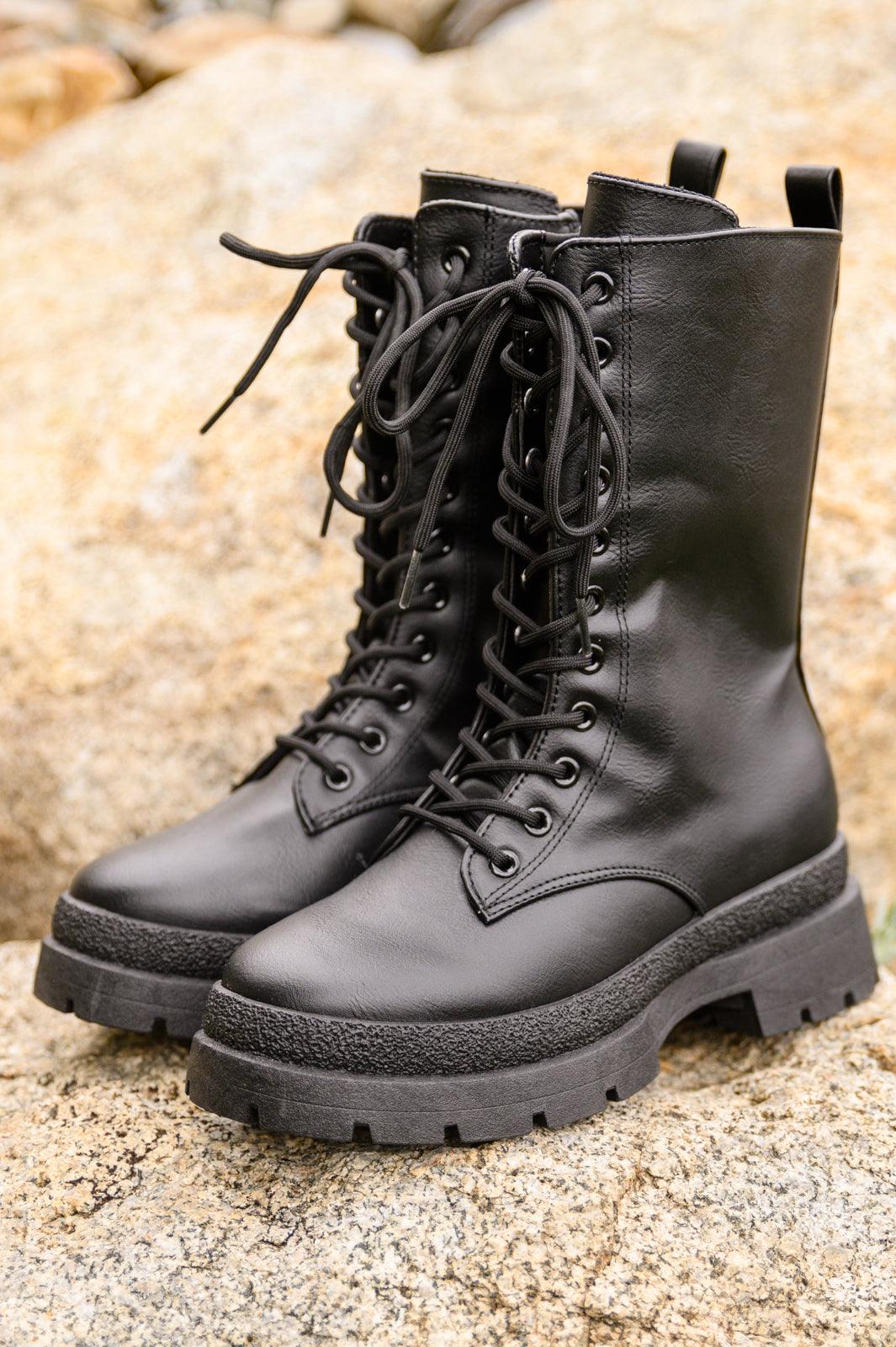 Fresh Feels Combat Boots In Black - Studio 653