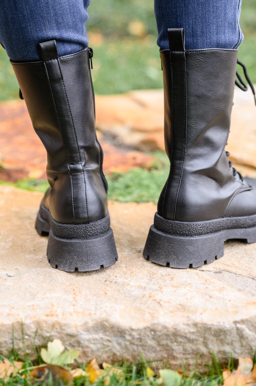 Fresh Feels Combat Boots In Black - Studio 653