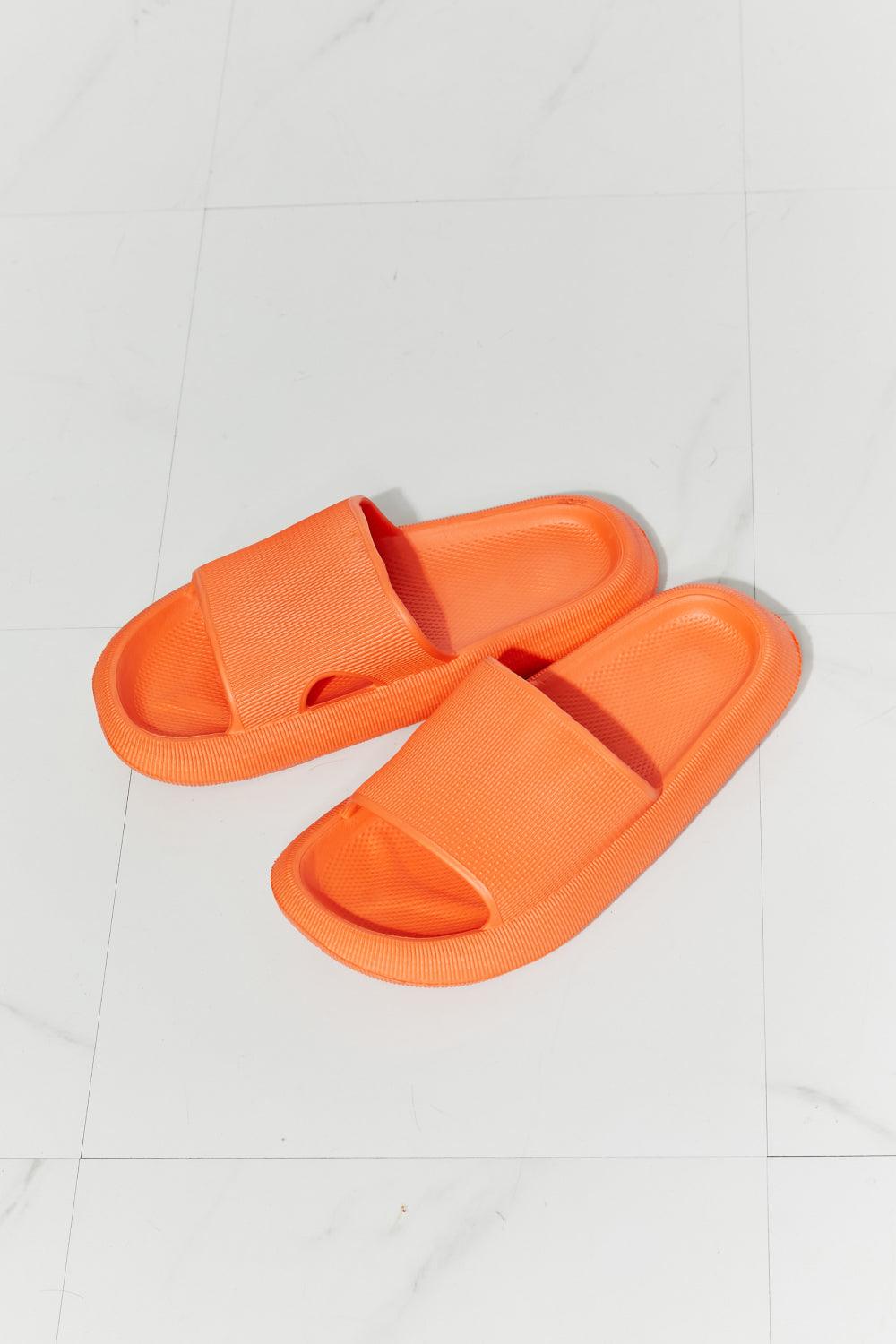 Arms Around Me Open Toe Slide in Orange - Studio 653