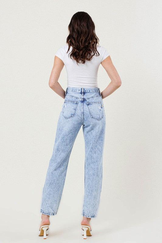 Acid Washed High-Rise Straight Leg Jean - Studio 653