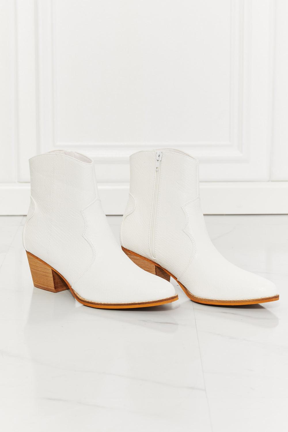 Watertower Town Faux Leather Western Ankle Boots in White - Studio 653