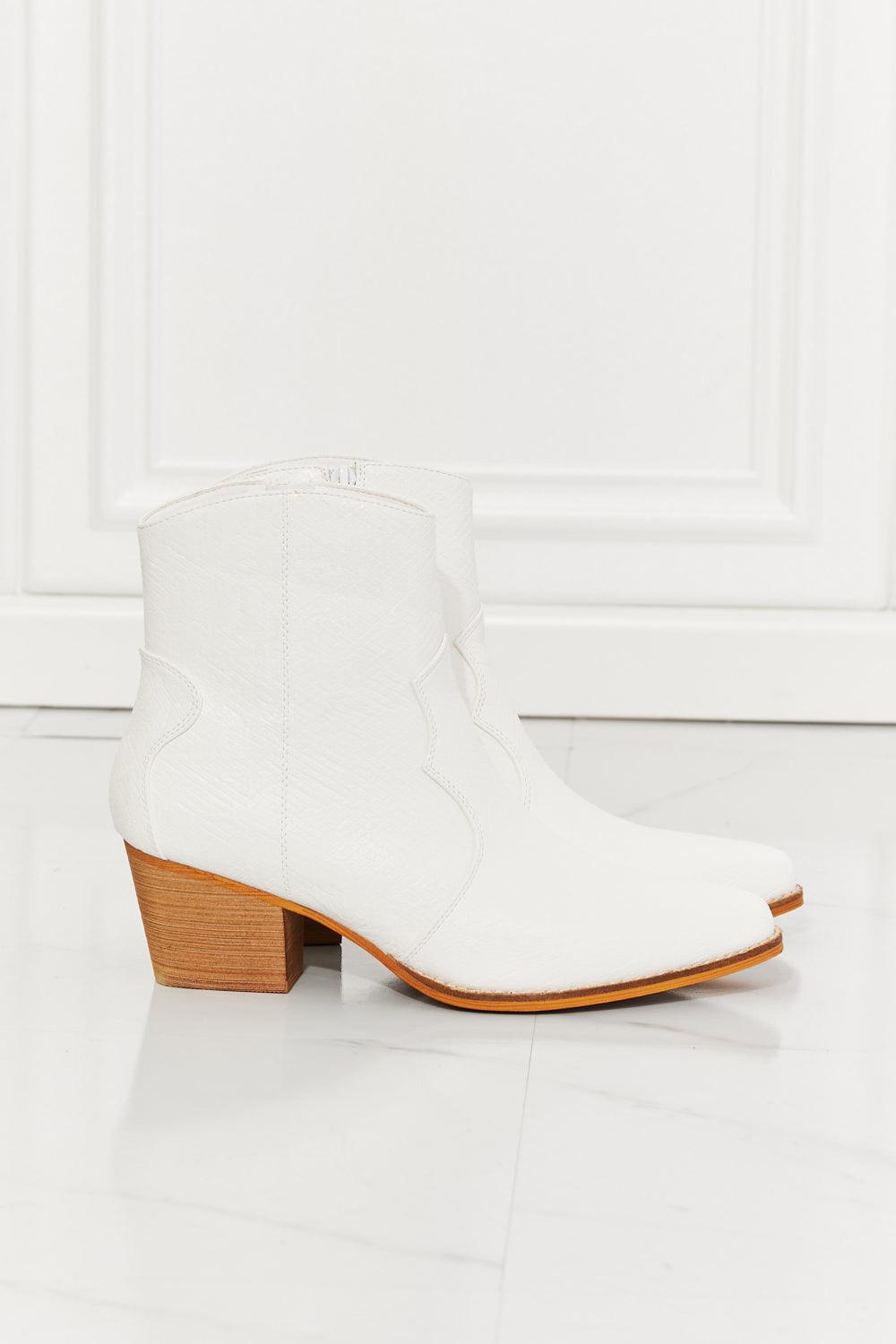 Watertower Town Faux Leather Western Ankle Boots in White - Studio 653