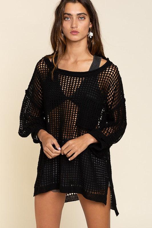 Oversized Fit See-through Pullover Sweater - Studio 653