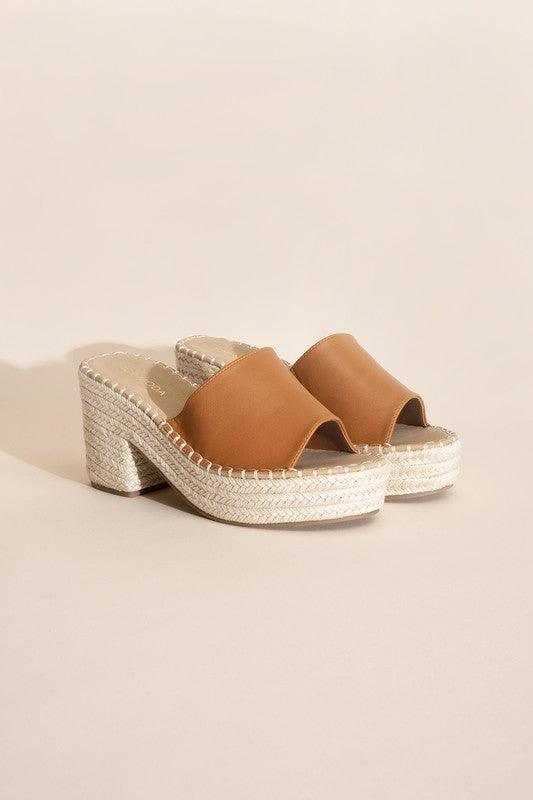 Platform Espadrille Block Heel Mules - Studio 653