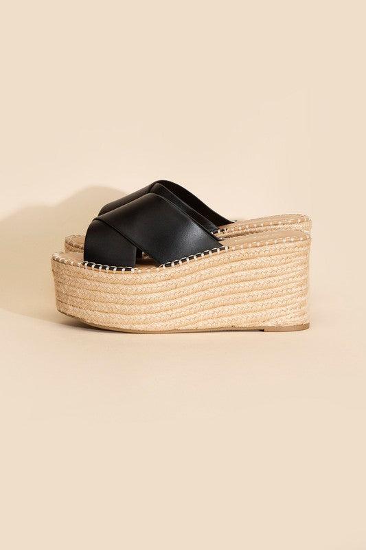 Raffia Platform Slides - Studio 653