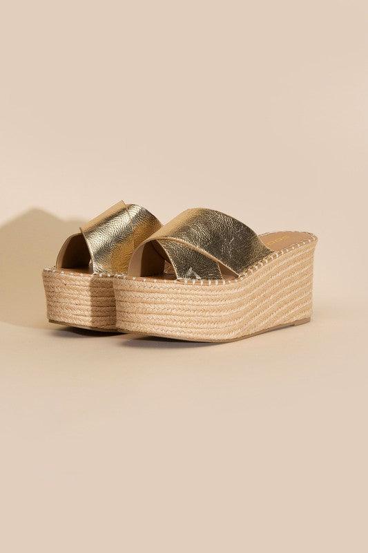 Raffia Platform Slides - Studio 653