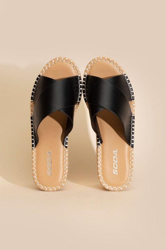 Raffia Platform Slides - Studio 653