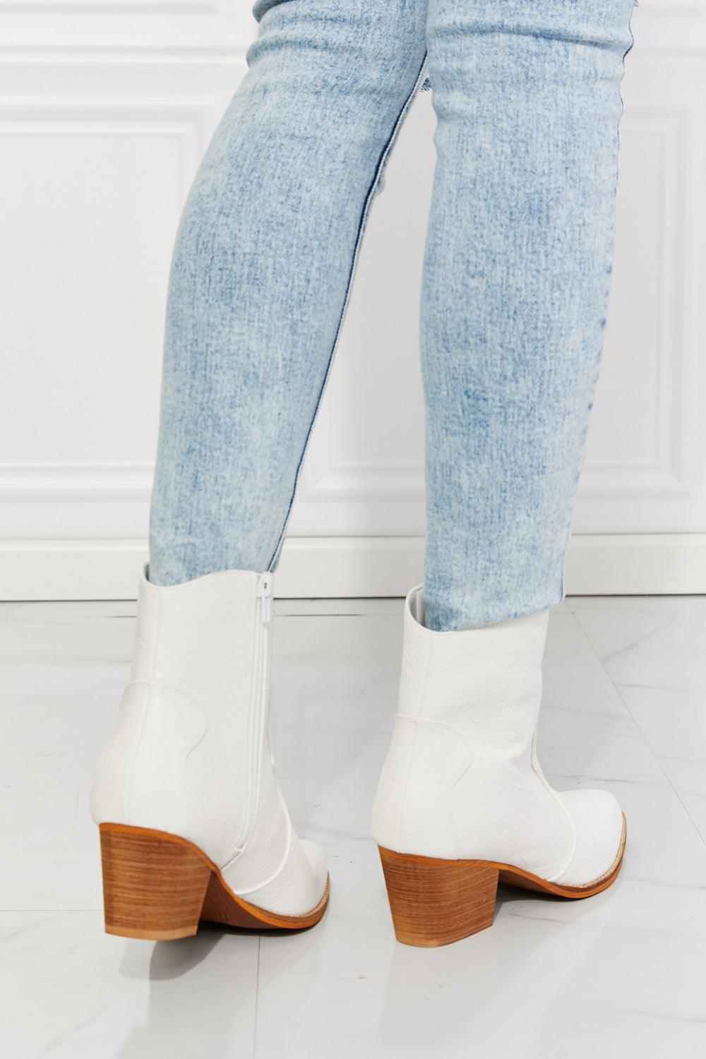 Watertower Town Faux Leather Western Ankle Boots in White - Studio 653