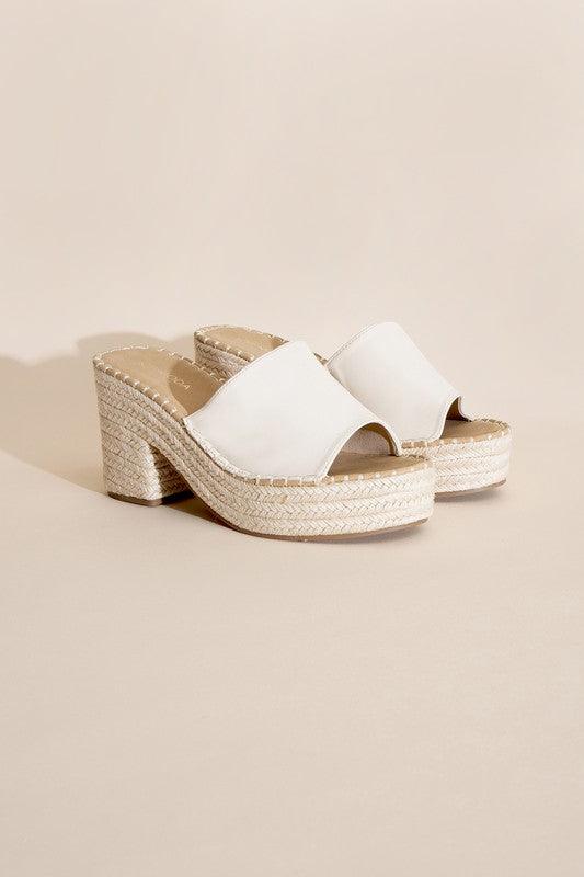 Platform Espadrille Block Heel Mules - Studio 653