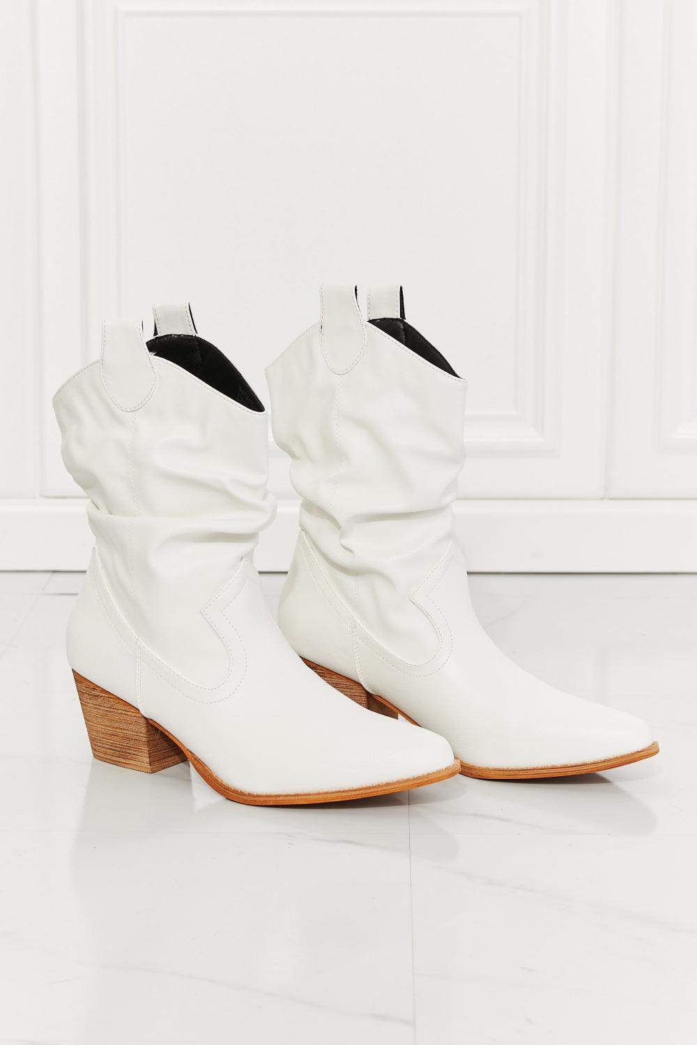 Better in Texas Scrunch Cowboy Boots in White - Studio 653