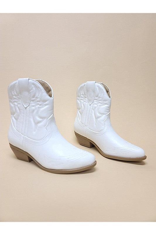 Soda Rigging White Cowboy Bootie - Studio 653