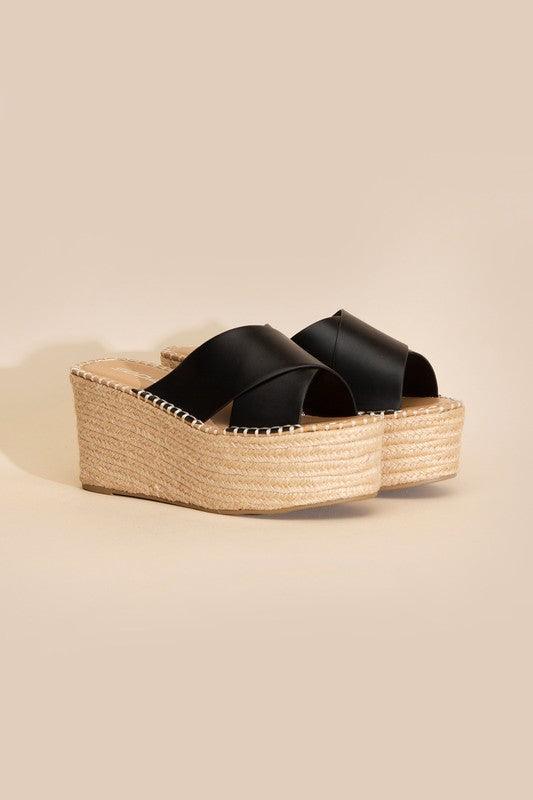 Raffia Platform Slides - Studio 653